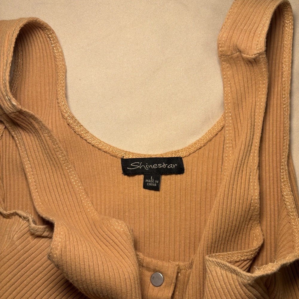 Tan Ribbed Bodysuit - Picture 2 of 4